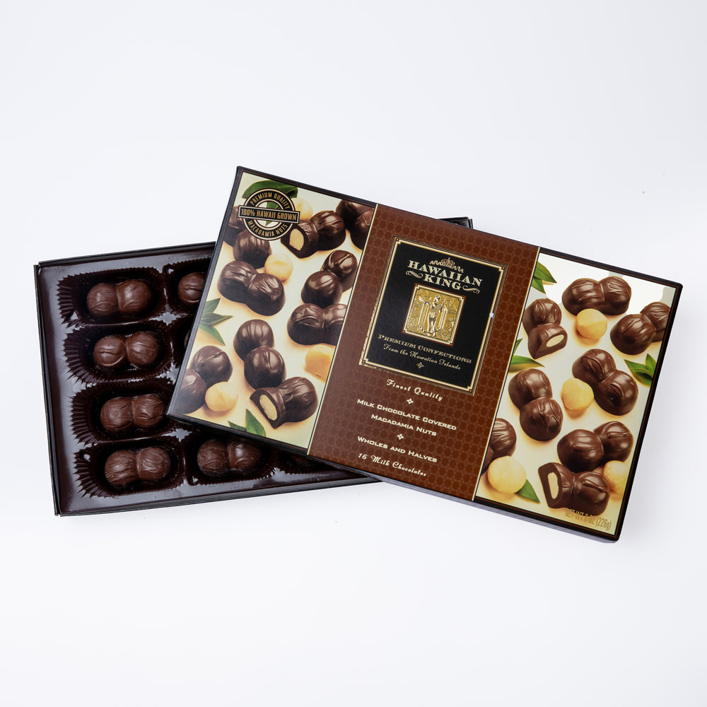 CHOCOLATE COVERED MACADAMIA NUTS WHOLES & HALVES 16 PIECES